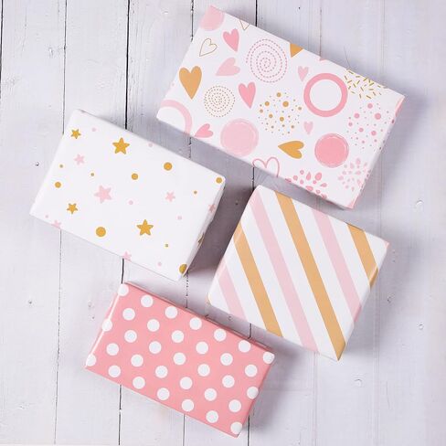 PlandRichW Wrapping Paper of Floral Design Folded Kraft Wrapping Paper 12 Sheets Recycled Gift Wrap for Birthday, Wedding, Holiday, Party, and Baby Shower Precut 20" X 29" in Kuwait
