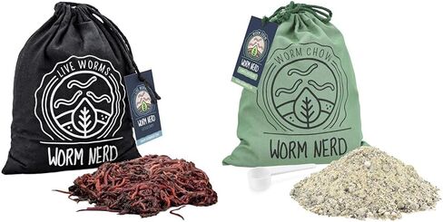 Composting Worms – Live Red Wriggler Compost Worms Mix – Sustainable Compost Worms Live for Organic Materials - Worm Composting Set for Better Soil Structure 100 Worms *CANNOT SHIP TO HAWAII in Saudi Arabia