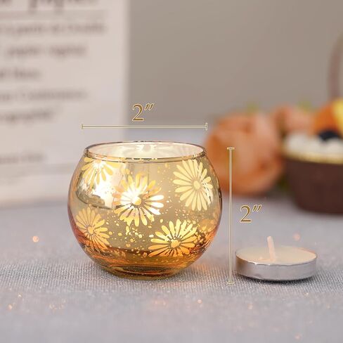 Gold Mercury Glass Votive Candle Holders Set of 12, Round Tealight Candle Holders Bulk for Table Centerpieces, Weddings, Shower Gifts, Party Decorations… in Saudi Arabia