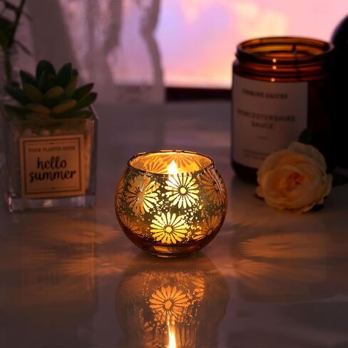 Gold Mercury Glass Votive Candle Holders Set of 12, Round Tealight Candle Holders Bulk for Table Centerpieces, Weddings, Shower Gifts, Party Decorations… in Saudi Arabia