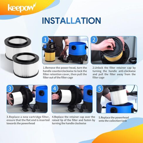 فلتر خرطوشة بديل KEEPOW VF408 متوافق مع مكنسة Vacmaster سعة 4 جالون VF408، VFCF in Kuwait