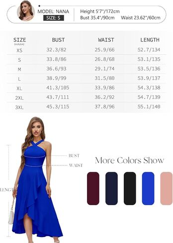 Bbonlinedress فساتين نسائية لحفلات الكوكتيل وحفلات الزفاف الرسمية فستان وصيفة العروس مكشكش ماكسي هاي لو للحفلات المسائية 2024 in Kuwait