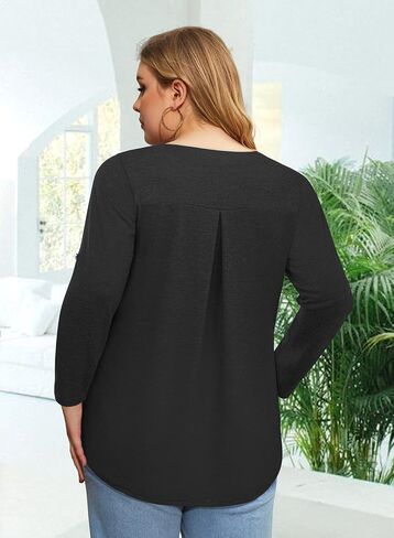 Siddhe Plus Size Tops for Women 3/4 Sleeve Shirts V Neck Blouses Tunic Top Spring Summer 2024. in Kuwait