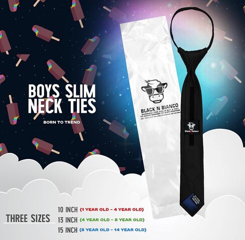 Black n Bianco Boys' Satin Slim Zipper Neck Tie in Saudi Arabia
