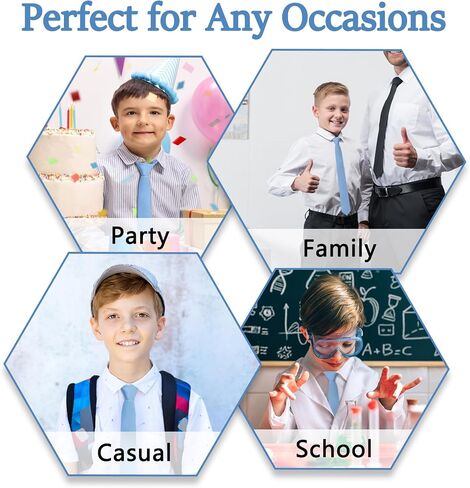Mantieqingway Ties for Boys, Solid Color Kids Tie Polyester Neckties for School Uniform Graduation Wedding Party (Age 8-12) in Saudi Arabia