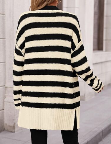 PRETTYGARDEN Women's Striped Cardigan Sweaters Long Sleeve Button Down Chunky Knit Oversized Fall Sweater Coat in Saudi Arabia