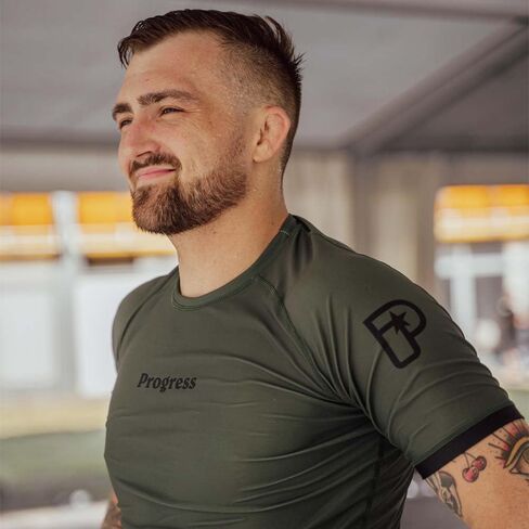 Academy+ Short SleeveRashguard | Flexible and Durable BJJ Rash Guard | Moisture-Wicking Compression Tops for Men and Women | 80% Polyester/20% Spandex (XS, Khaki) in Saudi Arabia