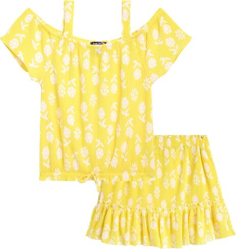 Girls' Skirt Set - 2 Piece Top and Scooter Skort - Cute Summer Fashion Outfit for Girls (7-12) in Saudi Arabia