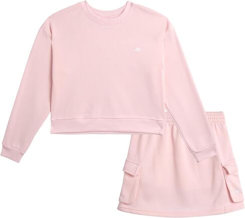 AEROPOSTALE Girls' Skort Set - Fleece Crew Neck Pullover Sweatshirt and Cargo Scooter Skort - Fashion Outfit for Girls, 4-12 in Saudi Arabia