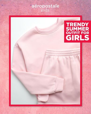 AEROPOSTALE Girls' Skort Set - Fleece Crew Neck Pullover Sweatshirt and Cargo Scooter Skort - Fashion Outfit for Girls, 4-12 in Saudi Arabia