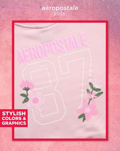 AEROPOSTALE Girls' Skort Set - Fleece Crew Neck Pullover Sweatshirt and Cargo Scooter Skort - Fashion Outfit for Girls, 4-12 in Saudi Arabia