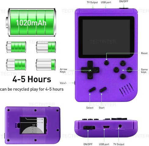 وحدة تحكم ألعاب محمولة مع 500 FC Games - وحدة تحكم ألعاب ريترو - وحدة تحكم ألعاب فيديو محمولة، شاشة LCD 3.0 بوصة (أزرق) in Kuwait