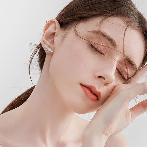 Sanfenly 16G أقراط الغضروف هوب ترصيع تشيكوسلوفاكيا إلى الأمام اللولب ثقب المجوهرات Labret الزنمة مسمار القرط الغضروف اللولب أقراط هوب روك Daith محارة ثقب المجوهرات in Kuwait