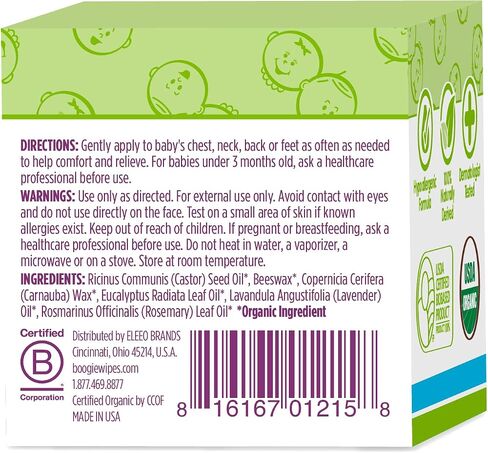Boogie Chest Rub Stick for Soothing Relief, Petroleum-Free, USDA Organic, Naturally Derived, Soothing Eucalyptus and Lavender, 0.49oz, Pack of 1 in Saudi Arabia