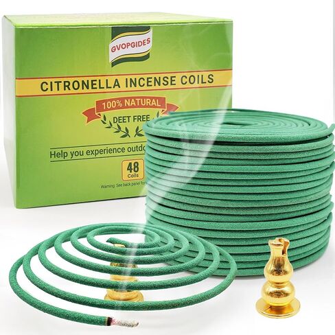 Citronella Incense coils, Made from Natural Plants, Suitable for Outdoor, Living Room, Terrace use (48 coils and 2 Coil Holders) in Saudi Arabia
