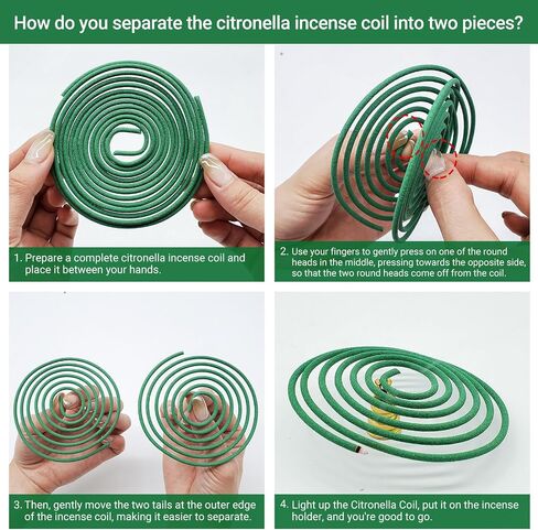 Citronella Incense coils, Made from Natural Plants, Suitable for Outdoor, Living Room, Terrace use (48 coils and 2 Coil Holders) in Saudi Arabia