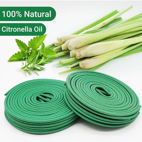 Citronella Incense coils, Made from Natural Plants, Suitable for Outdoor, Living Room, Terrace use (48 coils and 2 Coil Holders) in Saudi Arabia
