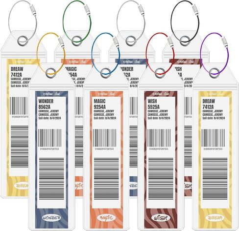 Cruise Luggage Tag Holders, 8 Pack Zip Seal Clear Cruise Luggage Tag Holder with Steel Loops Fits for Dream, Fantasy, Magic, Wonder, Wish & Treasure (8 Pcs with 7 Colors) in Saudi Arabia
