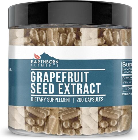 Earthborn Elements Grapefruit Seed Extract 200 Capsules, Pure & Undiluted, No Additives in Saudi Arabia