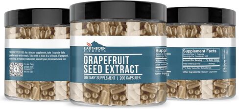 Earthborn Elements Grapefruit Seed Extract 200 Capsules, Pure & Undiluted, No Additives in Saudi Arabia