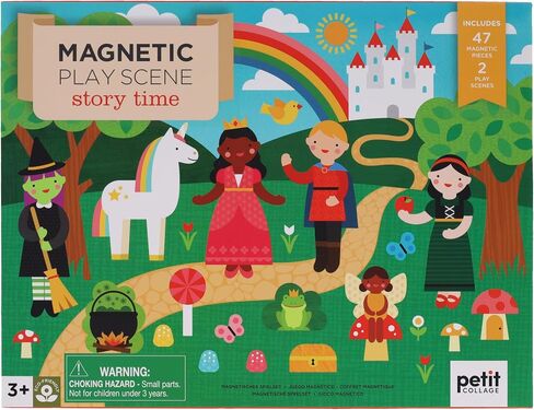 Petit Collage Magnetic Play Scene, Numbers + Letters – Magnetic Learning Activity with English, German, Spanish, and French, Ideal Ages 3+ – Includes 53 First Word Cards and 63 Letter Magnets in Kuwait
