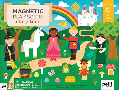 Petit Collage Magnetic Play Scene, Numbers + Letters – Magnetic Learning Activity with English, German, Spanish, and French, Ideal Ages 3+ – Includes 53 First Word Cards and 63 Letter Magnets in Kuwait