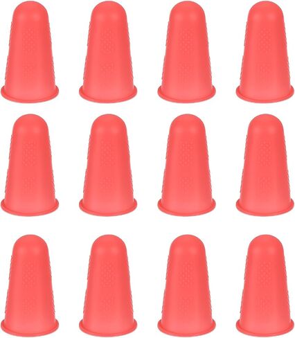 uxcell Silicone Finger Protectors, Anti-Slip Finger Cover, Finger Tips for Sewing, Sorting Paper, Red, Large Size, 12 Pcs in Saudi Arabia