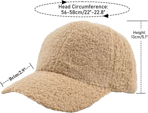 Mealah Winter-Warm Baseball-Hat for Womens Faux-Lamb-Wool Adjustable Baseball Cap in Saudi Arabia