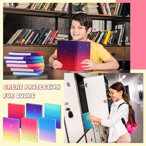6 Pack Stretchable Book Cover Jumbo Fabric Book Covers Colorful Pattern Print Book Protector Washable Reusable Protective Textbook Cover for Hardcover Textbooks up to 9 x 11 Inch (Dessert Pattern) in Saudi Arabia