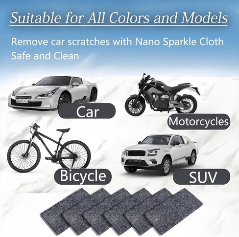 Nano Car Sparkle Cloth, 6pcs Scratch Remover, Automotive Paint Remover & Stripper Scratches Repair Magic Cloth, Vehicles Paint Surface Cleaning in Saudi Arabia
