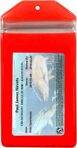 3 Pack, Fluorescent Orange, Zipped, Hunting & Fishing License Holder, Made in USA in Saudi Arabia