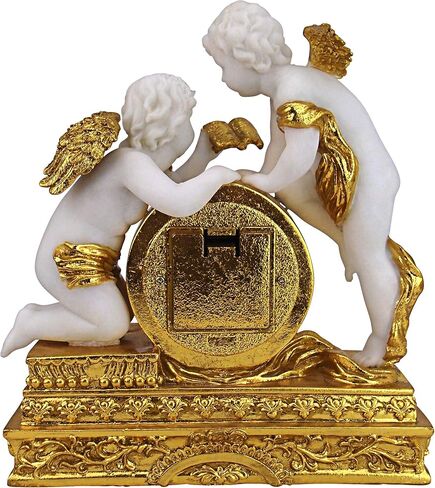 Design Toscano Chateau Carbonne Cherub Mantel Clock Statue, 10 Inch, Polyresin, Gold and Ivory in Saudi Arabia