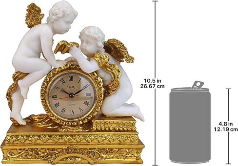 Design Toscano Chateau Carbonne Cherub Mantel Clock Statue, 10 Inch, Polyresin, Gold and Ivory in Saudi Arabia