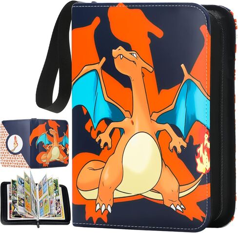 Card Binder Cards Holder 4-Pocket, Trading Binders for Card Games Collection Case Book Fits 400 Cards with 50 Removable Sleeves Display Storage Carrying Case in Saudi Arabia