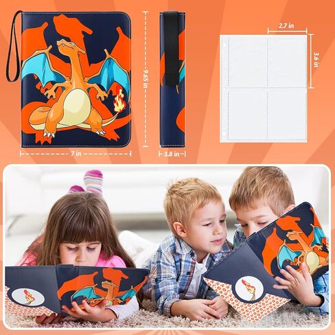 Card Binder Cards Holder 4-Pocket, Trading Binders for Card Games Collection Case Book Fits 400 Cards with 50 Removable Sleeves Display Storage Carrying Case in Saudi Arabia