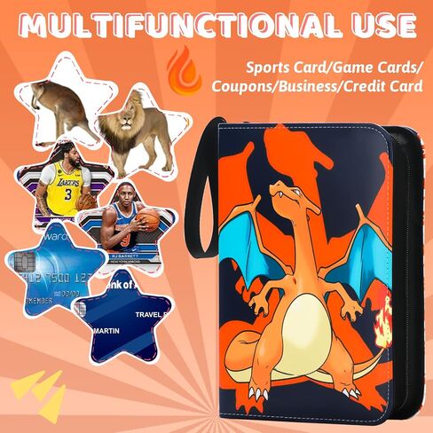 Card Binder Cards Holder 4-Pocket, Trading Binders for Card Games Collection Case Book Fits 400 Cards with 50 Removable Sleeves Display Storage Carrying Case in Saudi Arabia