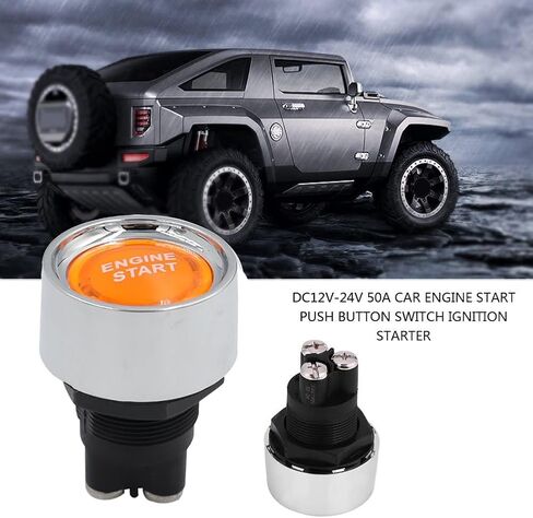Engine Start Ignition Switch 12V-24V 50A Car Start Engine Button Stater Push Start Ignition Switch with LED Light Green/Blue/red/Orange for Marine Vehicle Racing Car Truck RV (Orange) in Saudi Arabia