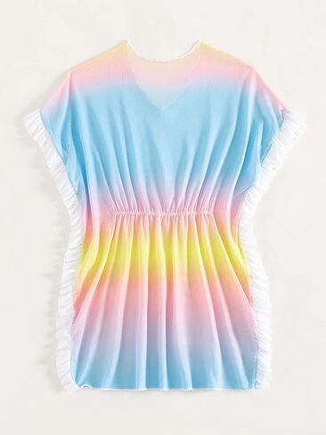 Milumia Girl's Tie Dye Mesh Sheer Beach Coverups Ruffle Swimsuit Cover Up in Saudi Arabia