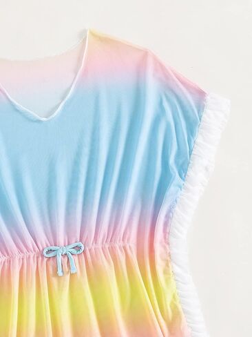 Milumia Girl's Tie Dye Mesh Sheer Beach Coverups Ruffle Swimsuit Cover Up in Saudi Arabia