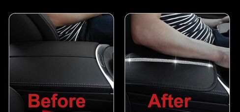 U&M Bling Bling Auto Armrest Console Cushion, Soft Plush Luster Crystal Arm Rest Padding Protective Case Diamond Car Decor Accessories for Women (Black-Leather) in Saudi Arabia
