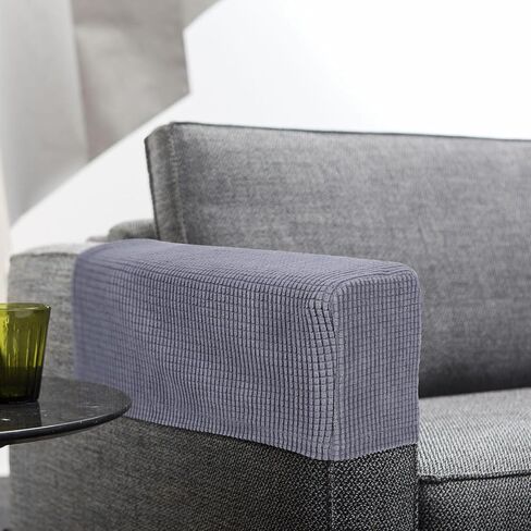 2Pcs Couch Arm Covers, Stretch Armrest Covers for Chairs and Sofas, Soft Stretch Plush Armrest Covers, for Sofa Non Slip(Dark Grey) in Saudi Arabia
