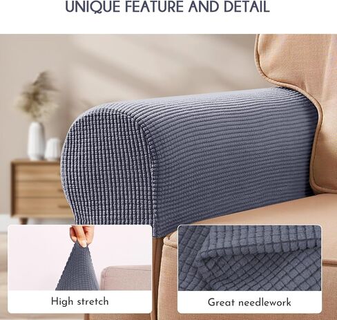2Pcs Couch Arm Covers, Stretch Armrest Covers for Chairs and Sofas, Soft Stretch Plush Armrest Covers, for Sofa Non Slip(Dark Grey) in Saudi Arabia