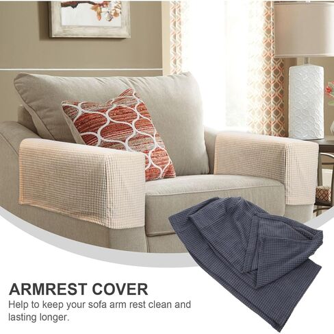 2Pcs Couch Arm Covers, Stretch Armrest Covers for Chairs and Sofas, Soft Stretch Plush Armrest Covers, for Sofa Non Slip(Dark Grey) in Saudi Arabia