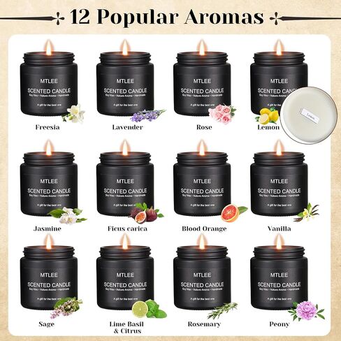 12 Pack Scented Candles Gifts for Women Men Aromatherapy Candle Bulk Soy Candles Gift Amber Jar Candles for Home Christmas Gifts Birthday Holiday Presents Stress Relief, Stocking Stuffers for Women in Kuwait