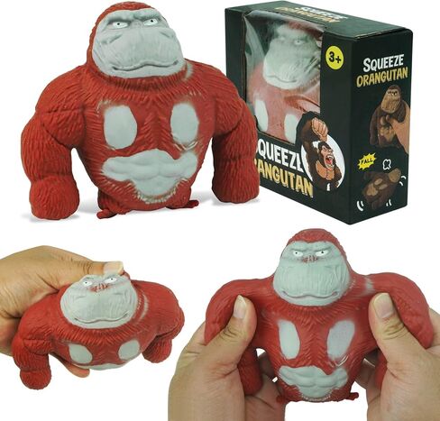 YANZHE Novelty Red Monkey Toy, Squeeze Gorilla Toy, Stretchy and Squishy Monkey Toy ,Animal Figure Toys for Kids and Adults, Sensory Stress Relief Toy for Children and Adults.（Material Upgrade） in Saudi Arabia