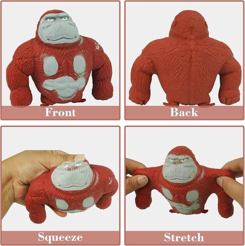 YANZHE Novelty Red Monkey Toy, Squeeze Gorilla Toy, Stretchy and Squishy Monkey Toy ,Animal Figure Toys for Kids and Adults, Sensory Stress Relief Toy for Children and Adults.（Material Upgrade） in Saudi Arabia