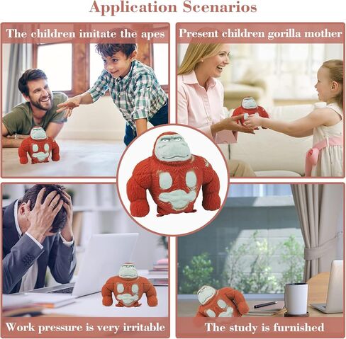 YANZHE Novelty Red Monkey Toy, Squeeze Gorilla Toy, Stretchy and Squishy Monkey Toy ,Animal Figure Toys for Kids and Adults, Sensory Stress Relief Toy for Children and Adults.（Material Upgrade） in Saudi Arabia