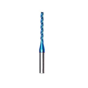 3 Flutes Upcut Spiral Router Bit 1/4 inch Shank, 1/8 inch Cutting Diameter Solid Carbide with Blue Nano Coated CNC Router Bits End Mill for Wood Carving, Engraving Ruhi T3A110…