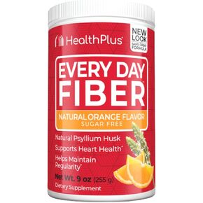 Health Plus Every Day Fiber Digestive Support | Natural Sweetener without Artificial Flavors | Daily Fiber for Toxin Elimination To Reduce Bloating | Orange Flavor | 9 Ounces, 36 Servings.