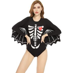CutiePlusU Cotton Button Crotch Bodysuits Adult Romper Onesie-Crazy Glow Halloween